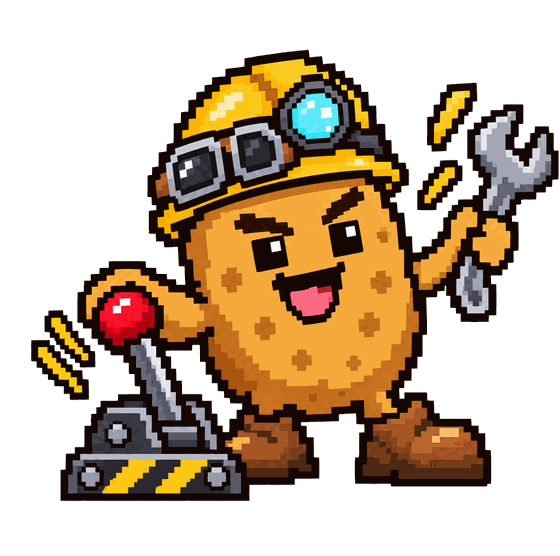 Potato operator pulling the big red lever