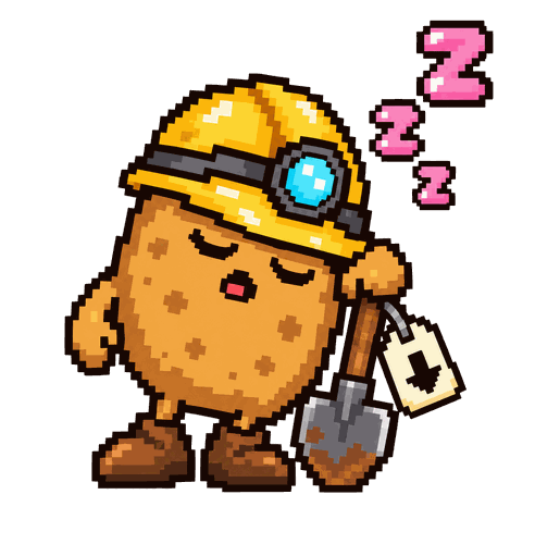Potato napping on a shovel with a price tag
